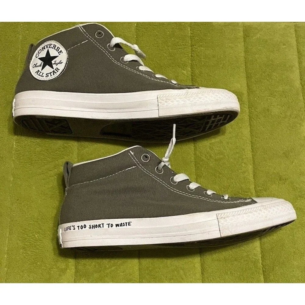 LIFES TOO SHORT Renew Converse All Star Mid Chuck Taylor Mens 6 Womens 8 Juniors